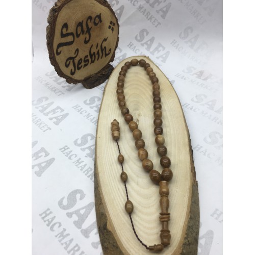 Koka Tesbih Sade Lale Desenli 9x12 mm   